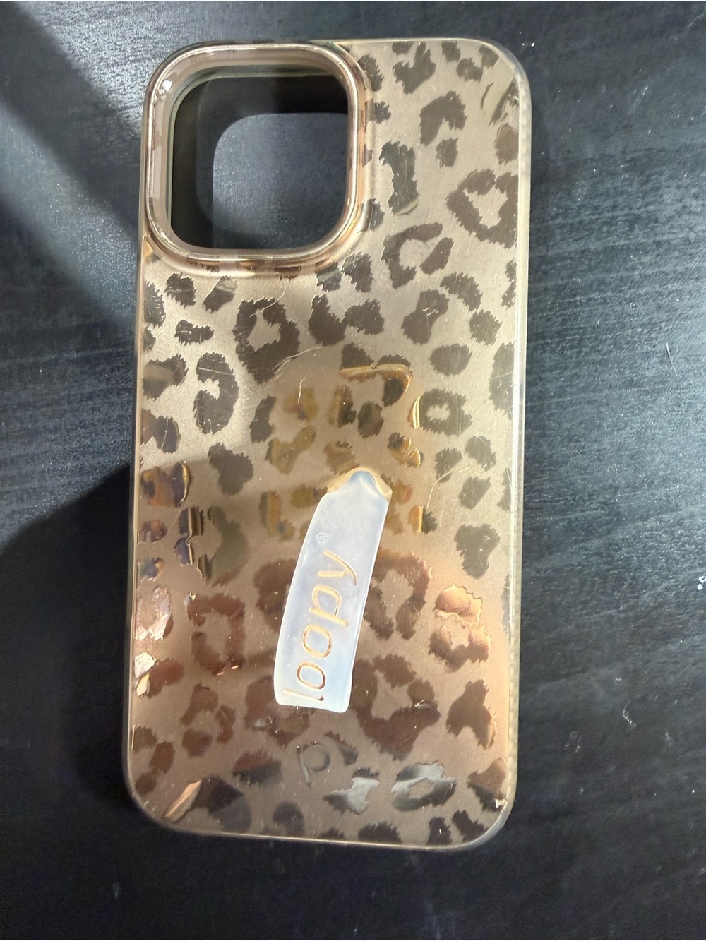 Loopy Case Gold Leopard Print Phone Case with Loop Grip